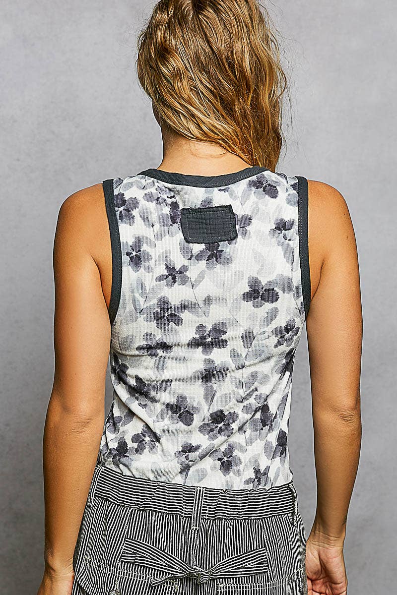 Ribbed Floral Knit Top