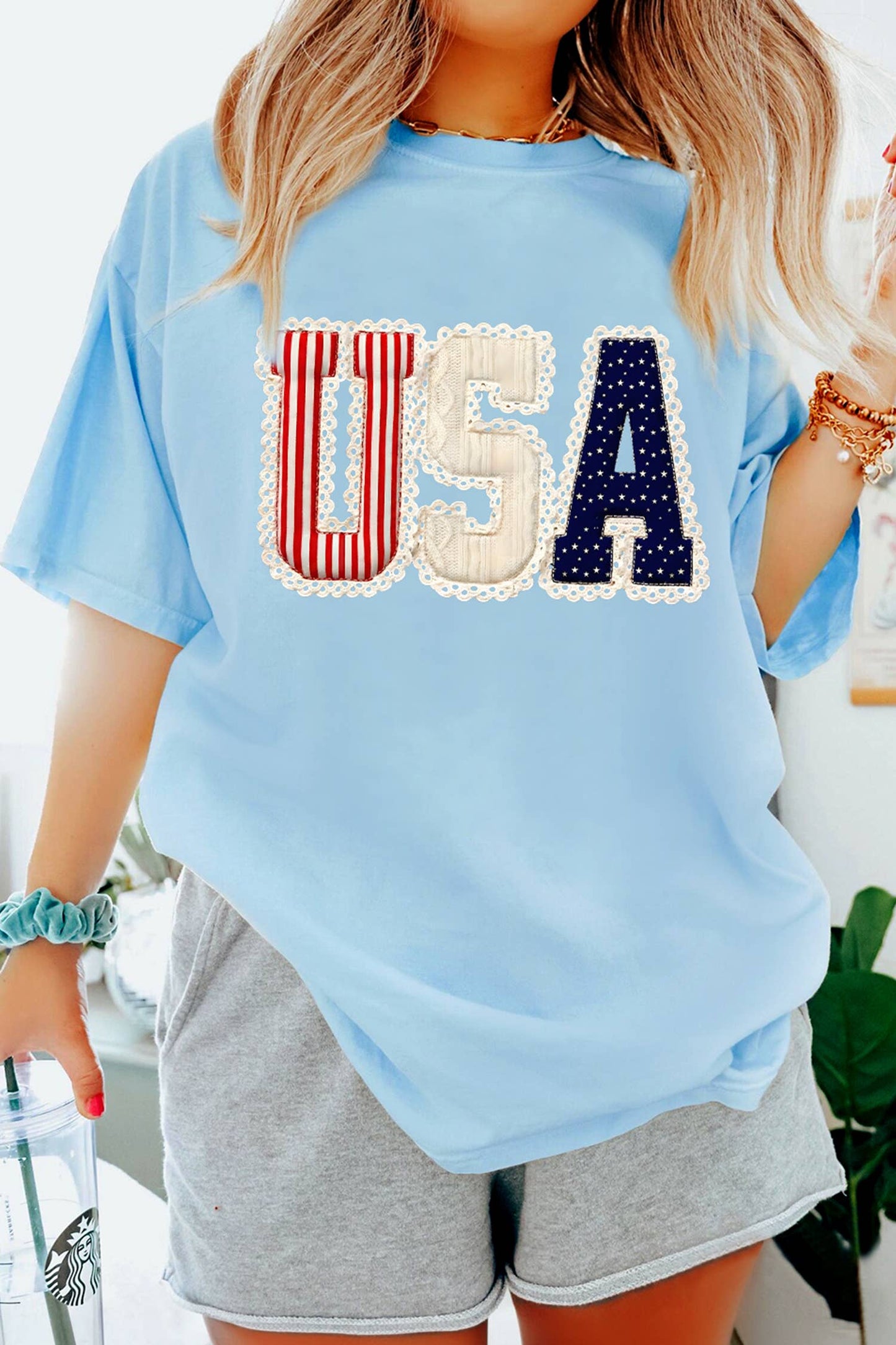 4th of July USA Patriotic Printed T-Shirt