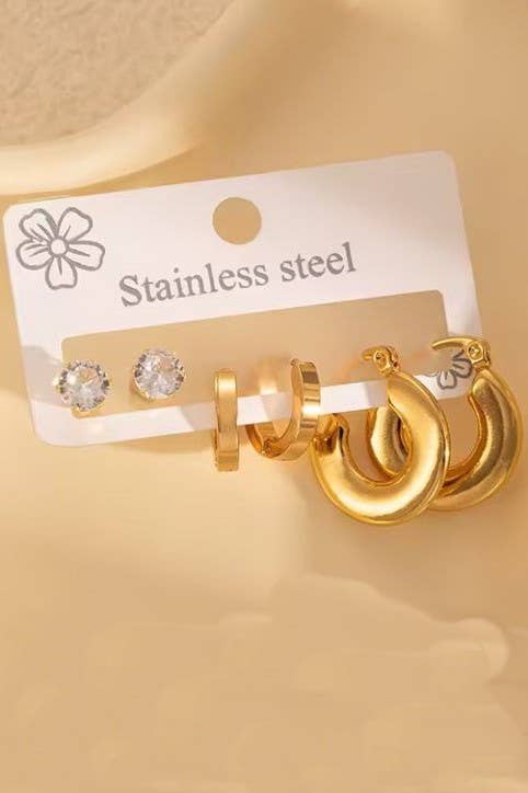 18K STAINLESS STEEL WATERPROOF TARNISH FREE HOOPS