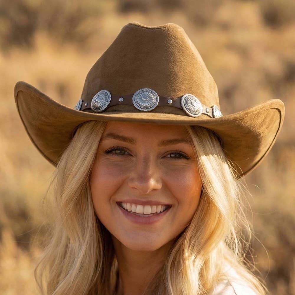 Round Concho Disc Belt Western Cowboy Hat