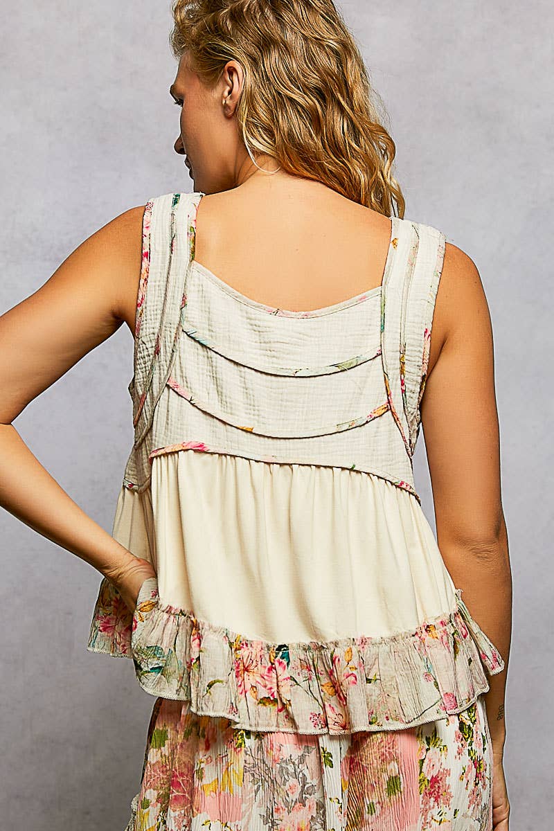 Floral Trim Boho Tank Top