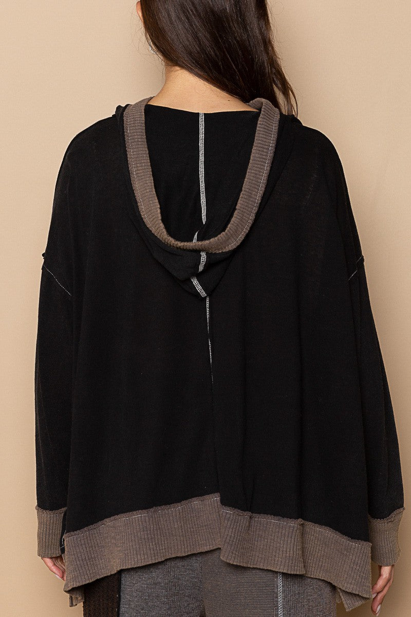 Black Mock Neck Hoodie