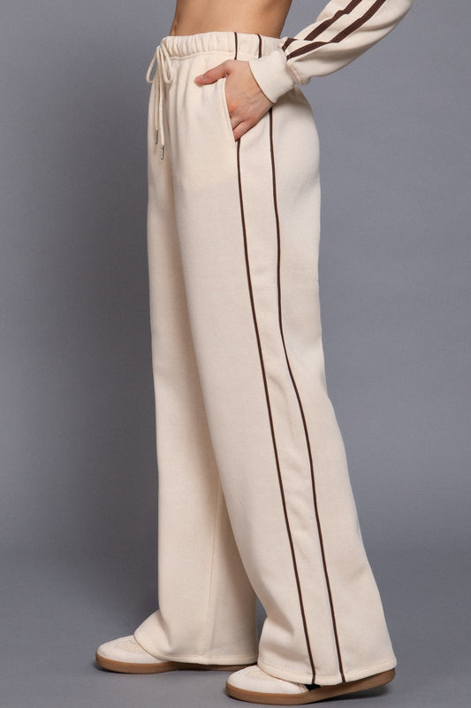 Beige Line Detail Sweatpant