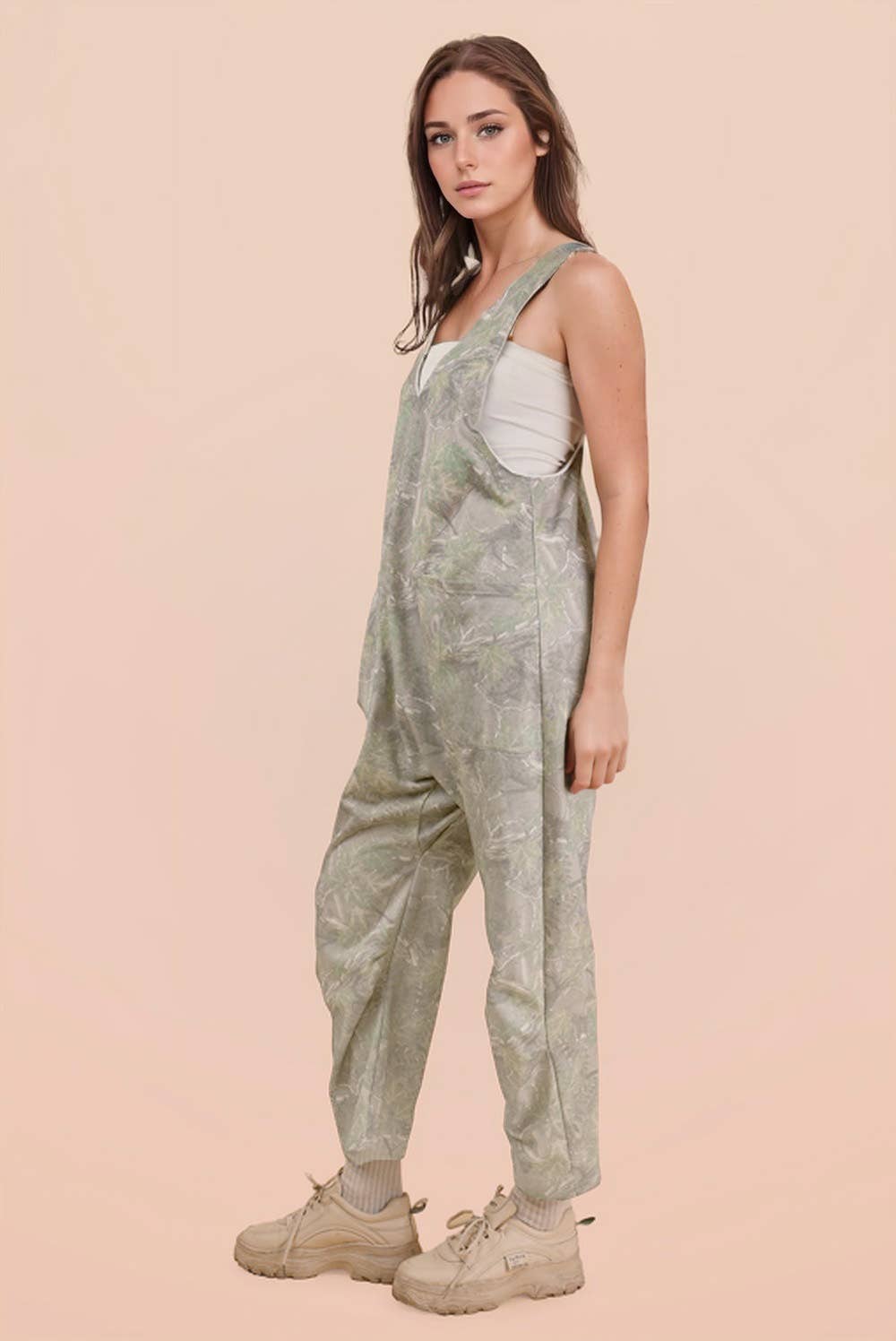 Casual Loose Fit Camo Knit Baggy Jumpsuit