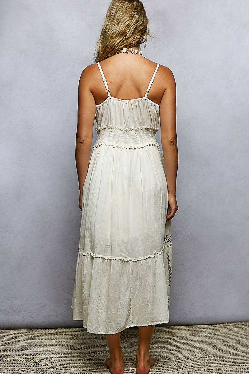 Smocked Band Ruffle Woven Dress