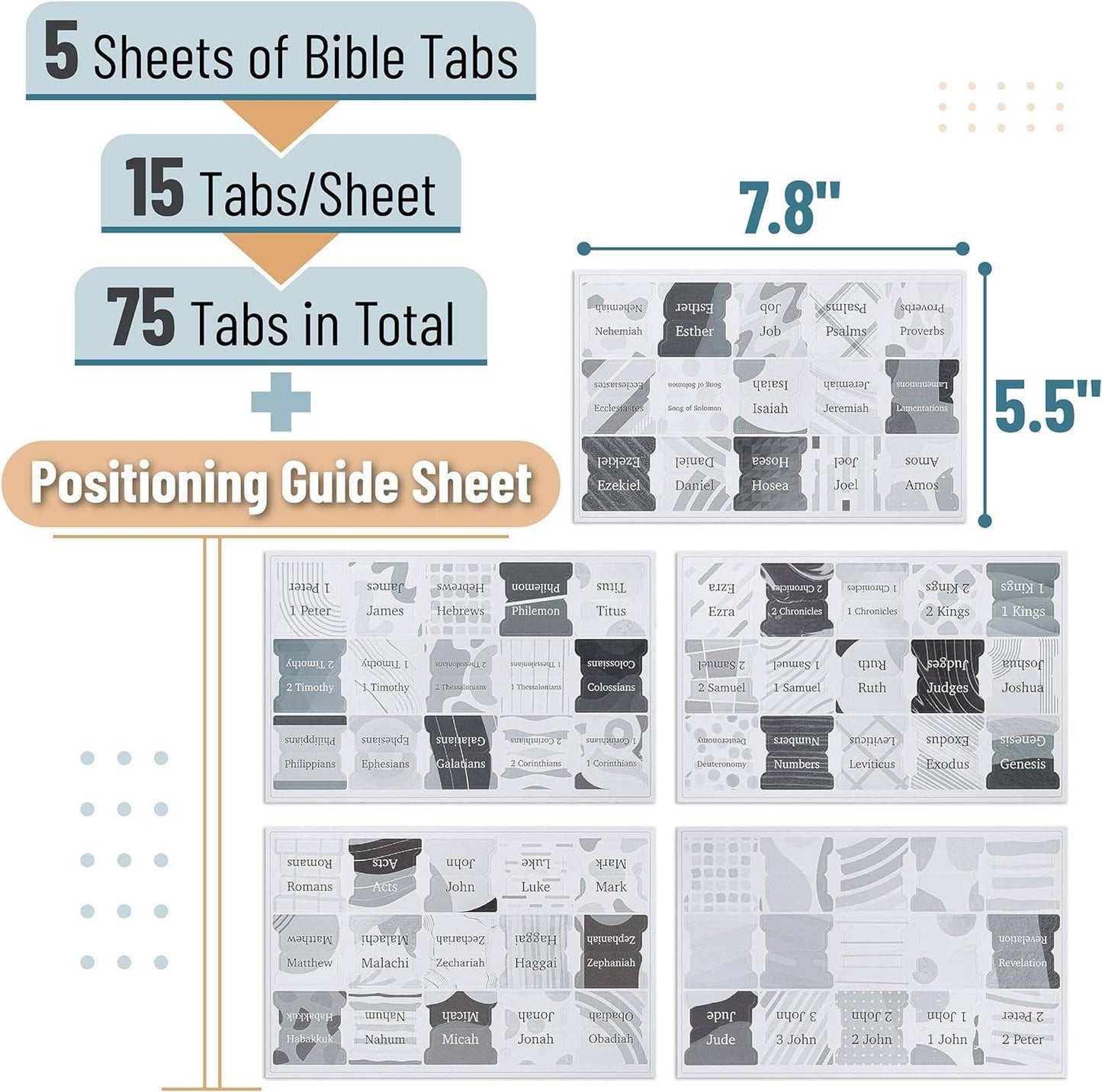 Mr. Pen Gray Bible Tabs - 75 Durable Labels