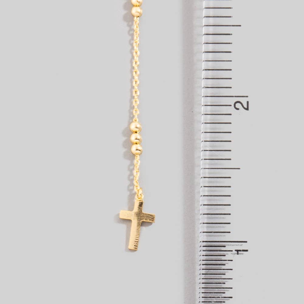 Dainty Layered Silver Mini Cross Pendant Y Necklace