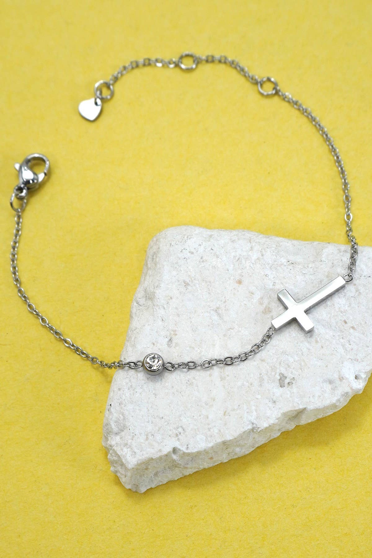 18K STAINLESS STEEL TARNISH FREE CROSS BRACELET