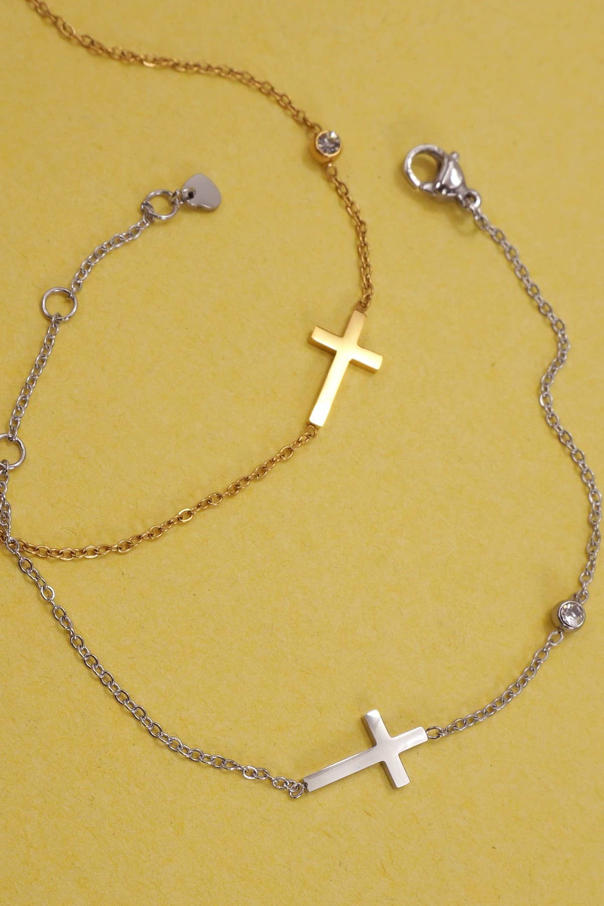 18K STAINLESS STEEL TARNISH FREE CROSS BRACELET
