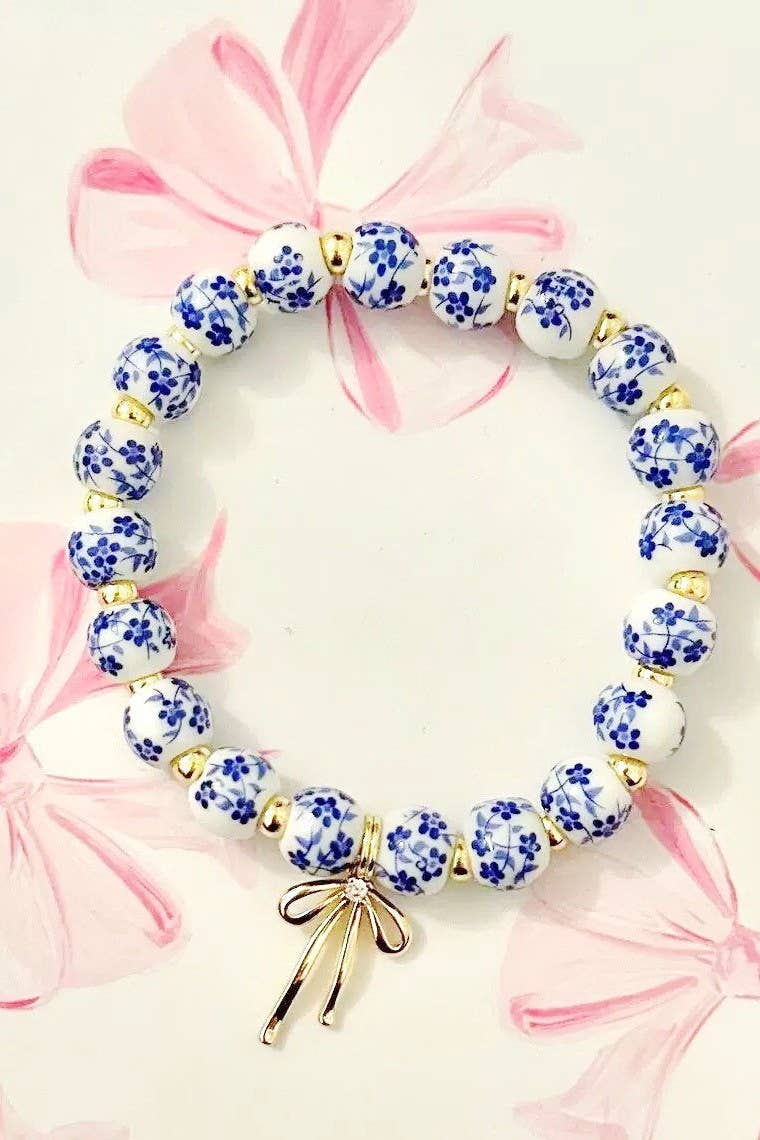 FLORAL PORCELAIN BLUE BRACELET