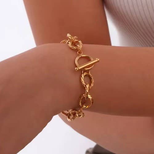 18K STAINLESS STEEL TARNISH FREE CHAIN BRACELET |  GOLD