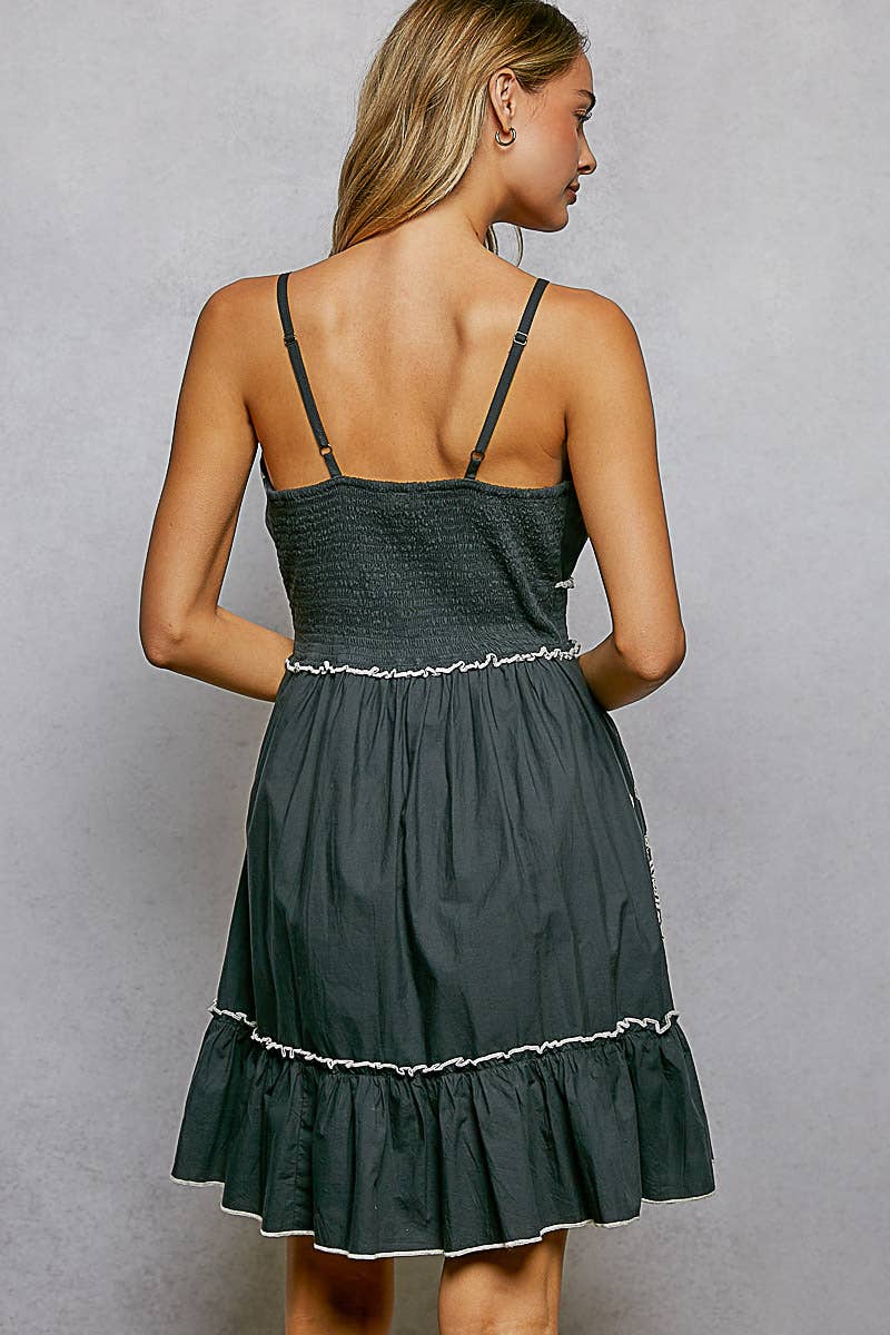 Eyelet Detail Smocked Waist Dress