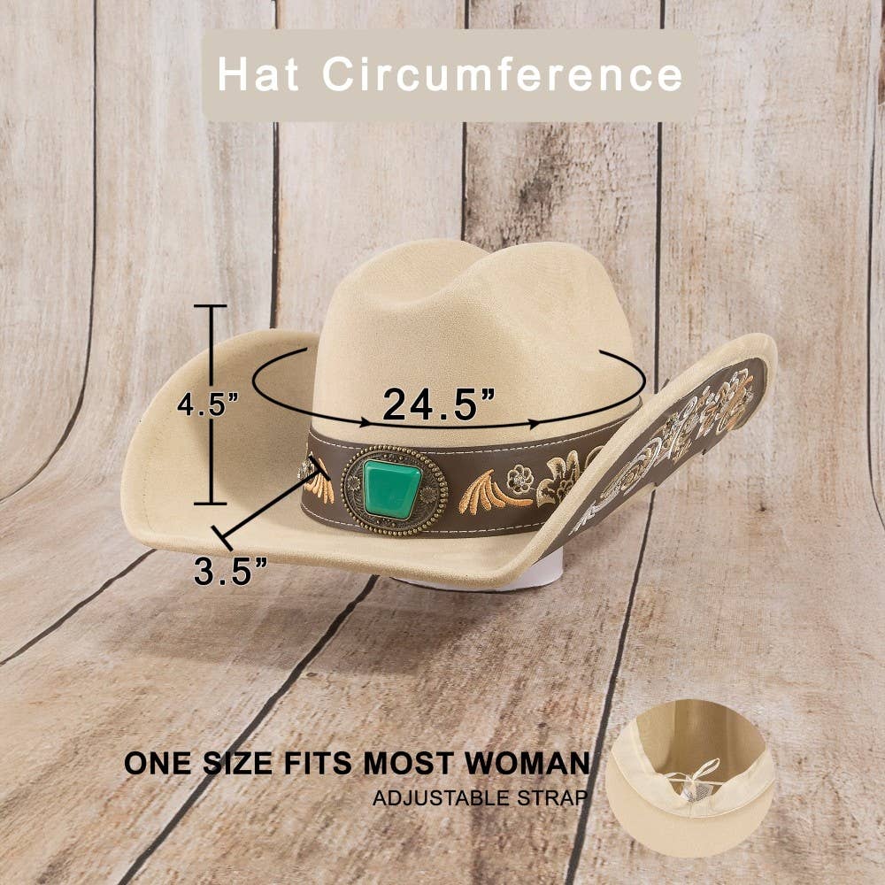 Embroidered Strap With Stone Western Cowboy Hat: KA