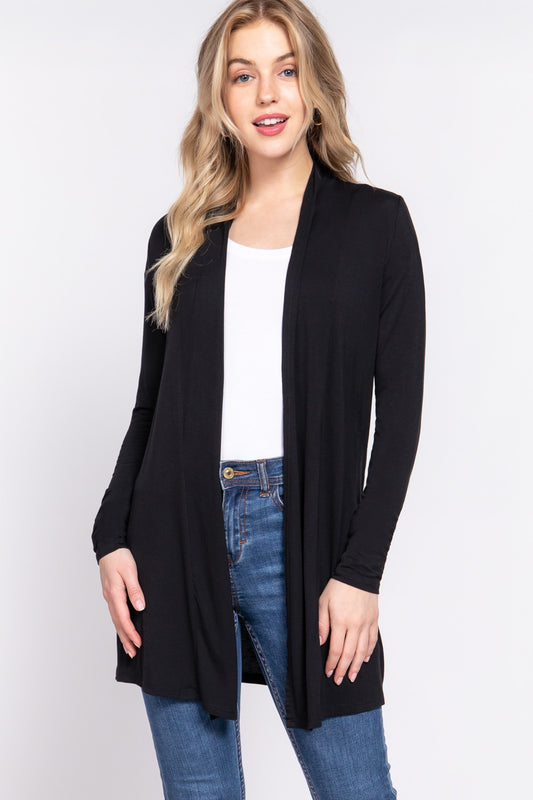 Black Basic Long Sleeve Cardigan