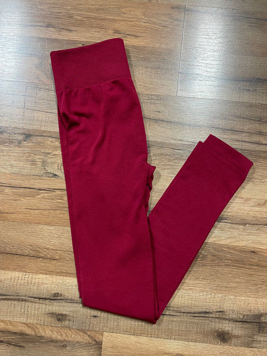 Fleece Lined Leggings Burgundy