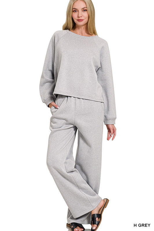 Grey Fleece Pullover TOP