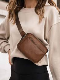 Brown Faux Leather Belt Bag