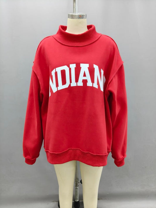 Crimson Indiana Mockneck Reversible Crew