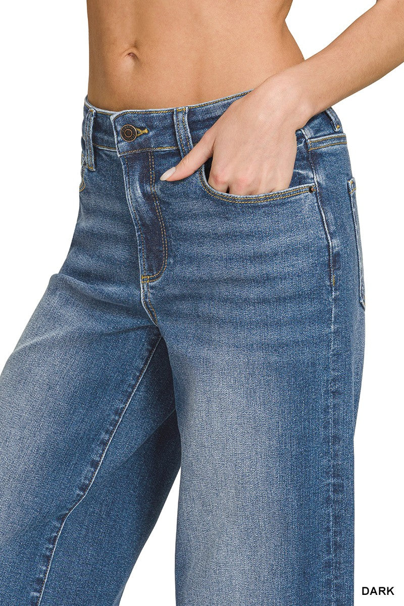 Distressed Raw Hem Flare Denim Pants