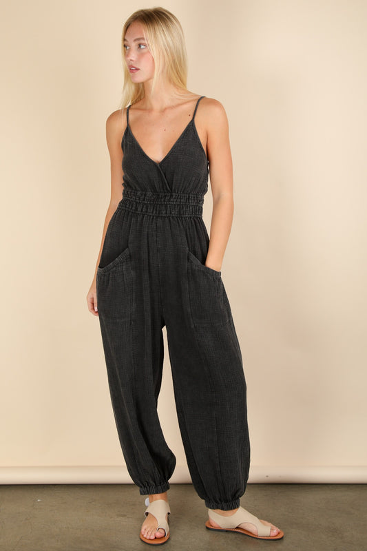 Mineral Washed Cotton Jumpsuit