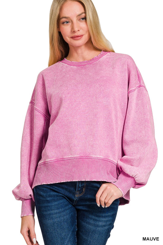 Mauve Acid Wash Pullover