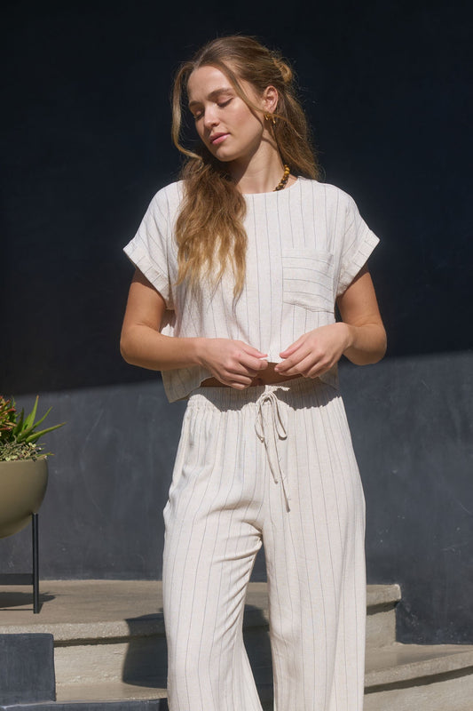 Oatmeal Pinstripe Dolman Tee