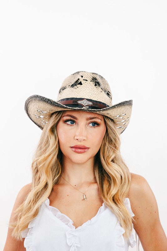 Straw Leather Strap Cowboy Hat